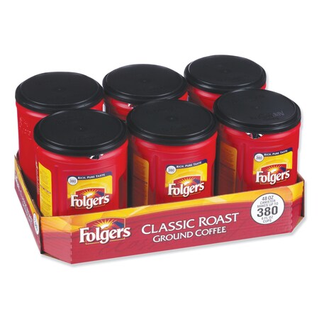 Folgers Coffee, Classic Roast, 48 oz Canister, PK6 2550000518